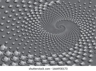 Dotted Halftone Vector Spiral Pattern or Texture. Dot Backgrounds with dodecahedrons
