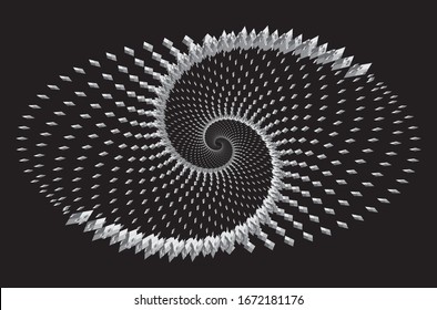 Dotted Halftone Vector Spiral Pattern or Texture. Stipple Dot Backgrounds with Rhombus