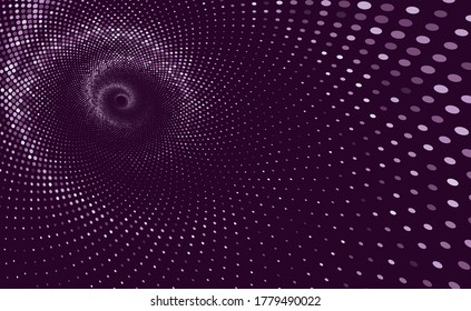 Dotted Halftone Vector Spiral Pattern or Texture. Stipple Dot Backgrounds with colored Circles
