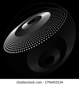 Dotted Halftone Vector Spiral Pattern or Texture. Stipple Dot Backgrounds with Ellipses