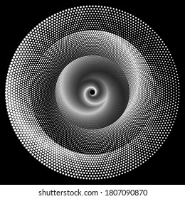 Dotted Halftone Vector Spiral Pattern or Texture. Stipple Dot Backgrounds with Ellipses