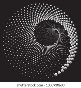Dotted Halftone Vector Spiral Pattern or Texture. Stipple Dot Backgrounds with hexagons