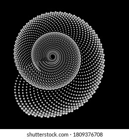 Dotted Halftone Vector Spiral Pattern or Texture. Stipple Dot Backgrounds with hexagons