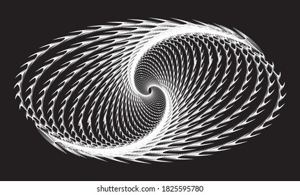 Dotted Halftone Vector Spiral Pattern or Texture. Stipple Dot design element