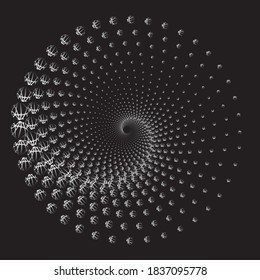 Dotted Halftone Vector Spiral Pattern or Texture. Stipple Dot Backgrounds