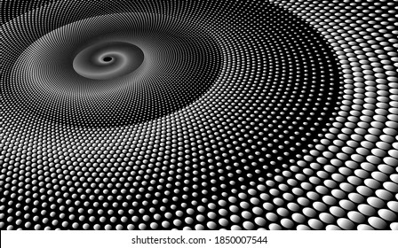 Dotted Halftone Vector Spiral Pattern or Texture. Stipple Dot Backgrounds with Ellipses