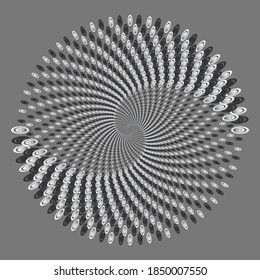 Dotted Halftone Vector Spiral Pattern or Texture. Stipple Dot Backgrounds with Ellipses