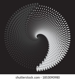 Dotted Halftone Vector Spiral Pattern or Texture. Stipple Dot Backgrounds with Ellipses