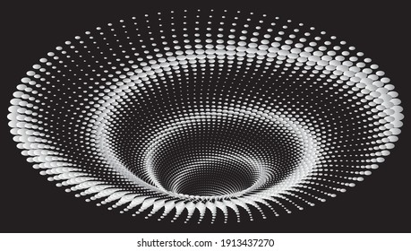 Dotted Halftone Vector Spiral Pattern or Texture. Stipple Dot Backgrounds with Gray Circles