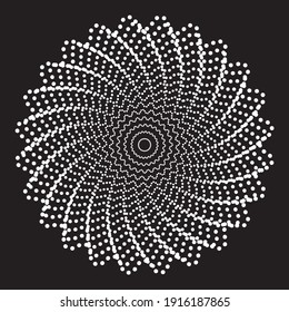 Dotted Halftone Vector Spiral Pattern or Texture. Stipple Dot Backgrounds with Ellipses