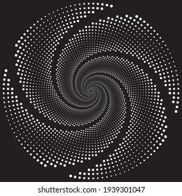 Dotted Halftone Vector Spiral Pattern or Texture. Stipple Dot Backgrounds with White Circles