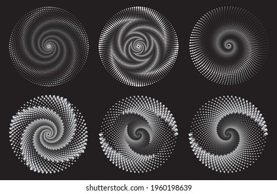 Dotted Halftone Vector Spiral Pattern or Texture. Tunnel. Stipple Dot Backgrounds
