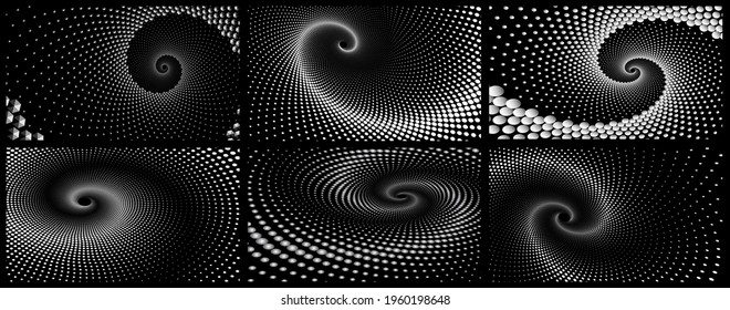 Dotted Halftone Vector Spiral Pattern or Texture. Tunnel. Stipple Dot Backgrounds