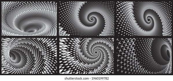Dotted Halftone Vector Spiral Pattern or Texture. Tunnel. Stipple Dot Backgrounds