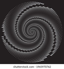 Dotted Halftone Vector Spiral Pattern or Texture. Stipple Dot Backgrounds with Triangles
