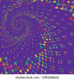 Dotted Halftone Vector Spiral Pattern or Texture of butterflies. Stipple Dot Background