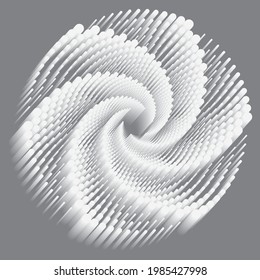 Dotted Halftone Vector Spiral Pattern or Texture. Stipple Dot Backgrounds with Cylinders