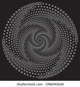 Dotted Halftone Vector Spiral Pattern or Drsign Ekement. Stipple Dot Backgrounds with Gray Circles