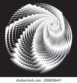 Dotted Halftone Vector Spiral Pattern or Texture. Spiral Design element with Cylinders