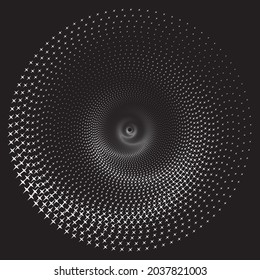 Dotted Halftone Vector Spiral Pattern, Design element. Stipple Dot Backgrounds with White Stars