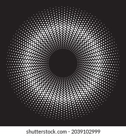 Dotted Halftone Vector Spiral Pattern or Texture. Stipple Dot Backgrounds with Rectangles