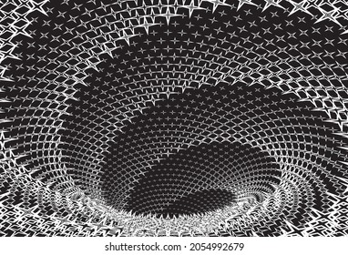 Patrón de espiral o textura de semitono con puntos. Fondos Stipple Dot con estrellas