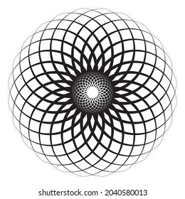Elemento de diseño rayado de espiral vectorial de semitono con puntos. Patrón abstracto