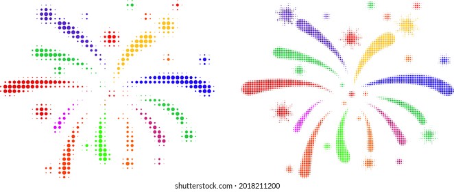 Gespeichertes Halftone-Virus-Fest-Symbol. Vektor-Halftone-Zusammensetzung des Virus festliche Symbol aus runden Pixeln.