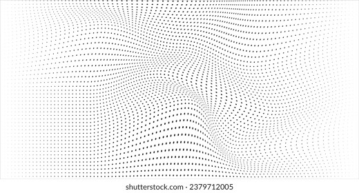 Dotted halftone waves. Abstract liquid shapes, wave effect dotted gradient texture waves isolated vector symbols set. Halftone graphic dots waves. Wave dotted halftone, creative shape abstract art 
