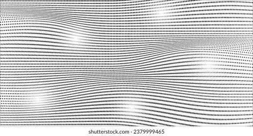 Dotted halftone waves. Abstract liquid shapes, wave effect dotted gradient texture waves isolated vector symbols set. Halftone graphic dots waves. Wave dotted halftone, creative shape abstract