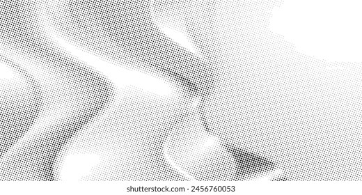 Dotted halftone waves. Abstract liquid shapes, wave effect dotted gradient texture waves isolated vector symbols set. Halftone graphic dots waves.