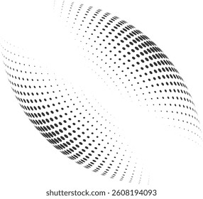 Dotted halftone waves. Abstract liquid shapes, wave effect dotted gradient texture waves isolated vector symbols set. Halftone graphic dots waves. Wave dotted halftone, creative shape abstract

