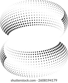 Dotted halftone waves. Abstract liquid shapes, wave effect dotted gradient texture waves isolated vector symbols set. Halftone graphic dots waves. Wave dotted halftone, creative shape abstract