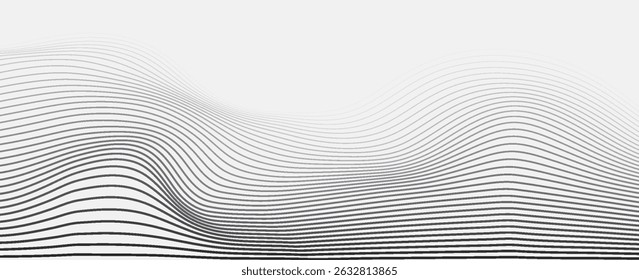 Ondas punteadas de medio tono. Formas líquidas Abstractas, efecto de onda ondas de textura de gradiente punteado conjunto de símbolos de Vector aislados. Ondas de puntos gráficos de semitono