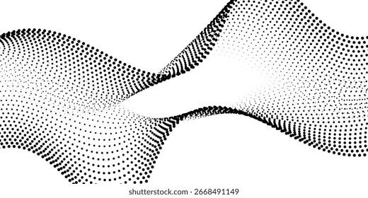 Punktierte Halbtonwellen. Abstrakte flüssige Formen, Welleneffekt gepunktete Gradienten Textur Wellen einzelne Vektorsymbole gesetzt. Rastergrafik punktet Wellen. Wellenpunktierte Halbtondarstellung