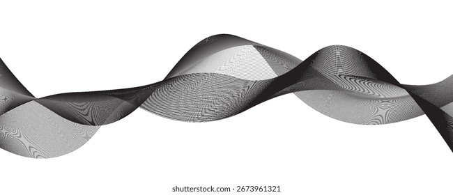 Ondas punteadas de medio tono. Formas líquidas Abstractas, efecto de onda ondas de textura de gradiente punteado conjunto de símbolos de Vector aislados. Ondas de puntos gráficos de semitono