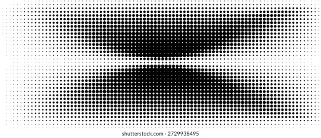 Dotted halftone waves. Abstract liquid shapes, wave effect dotted gradient texture waves isolated vector symbols set. Halftone graphic dots waves. Wave dotted halftone, creative shape abstract