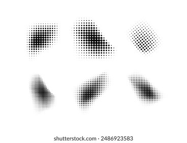 Dotted halftone waves. Abstract shapes, wave effect dotted gradient. Halftone graphic dots waves. Wave dotted halftone. Vector