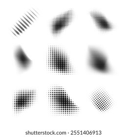 Dotted halftone waves. Abstract shapes, wave effect dotted gradient. Halftone graphic dots waves. Wave dotted halftone. Vector