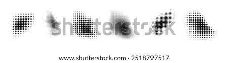 Dotted halftone waves. Abstract shapes, wave effect dotted gradient. Halftone graphic dots waves. Wave dotted halftone. Vector