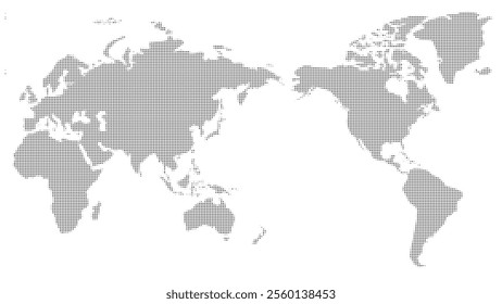 Dotted halftone world map dot global. Continents of the entire globe. Vector