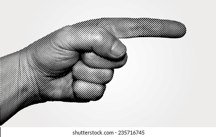 Dotted hand with a pointing finger vector illustration.