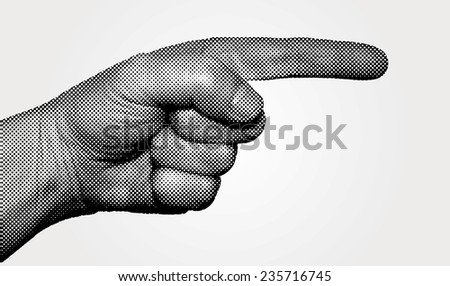 Dotted hand with a pointing finger vector illustration.