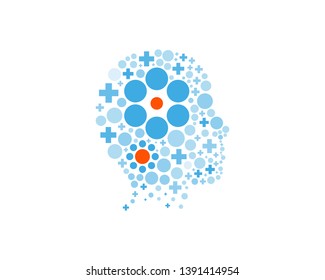 dotted head shape abstract illustration