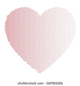 Dotted heart in linear arrangement. Valentine Day theme. Simple halftone gradient vector illustration.