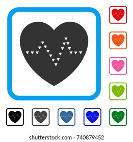 Dotted Heart Pulse icon. Flat gray pictogram symbol inside a light blue rounded rectangle. Black, gray, green, blue, red, orange color versions of Dotted Heart Pulse vector.