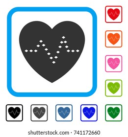 Dotted Heart Pulse icon. Flat gray iconic symbol in a light blue rounded frame. Black, gray, green, blue, red, orange color variants of Dotted Heart Pulse vector. Designed for web and application UI.