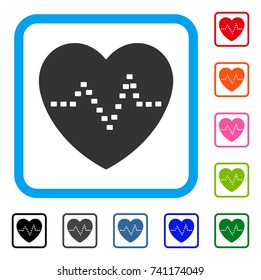 Dotted Heart Pulse icon. Flat gray iconic symbol in a light blue rounded square. Black, gray, green, blue, red, orange color versions of Dotted Heart Pulse vector. Designed for web and application UI.