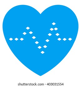 Dotted Heart Pulse vector toolbar icon. Style is flat icon symbol, color, white background, rhombus dots.