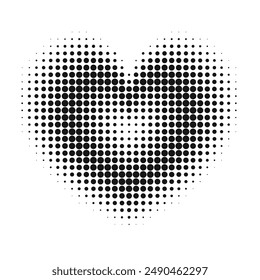 Dotted heart shape silhouette. Halftone gradient vector background